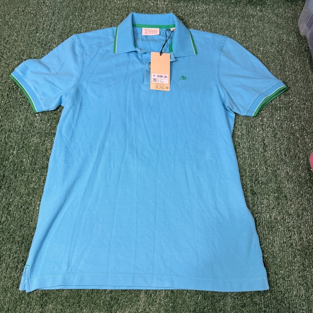 Scotch‎ Soda Amsterdam Men's Blue Polo Shirt Short Sleeve Size S Casual
